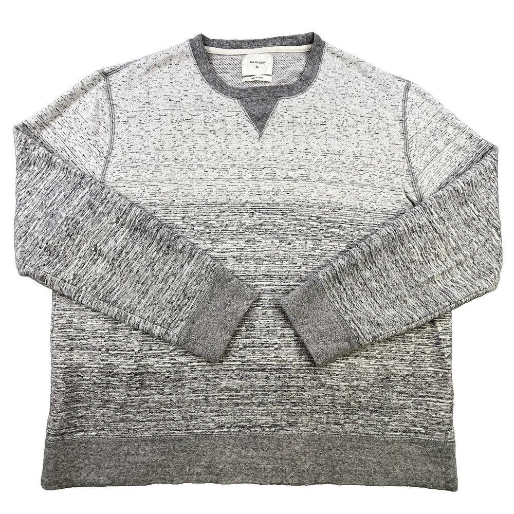 Billy Reid Sweatshirt Mens XL Gray Ombre Made in Japan Cotton Crewneck